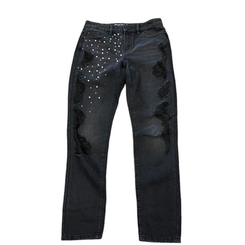 Only Jeans - black with pearls - rips - distressed
